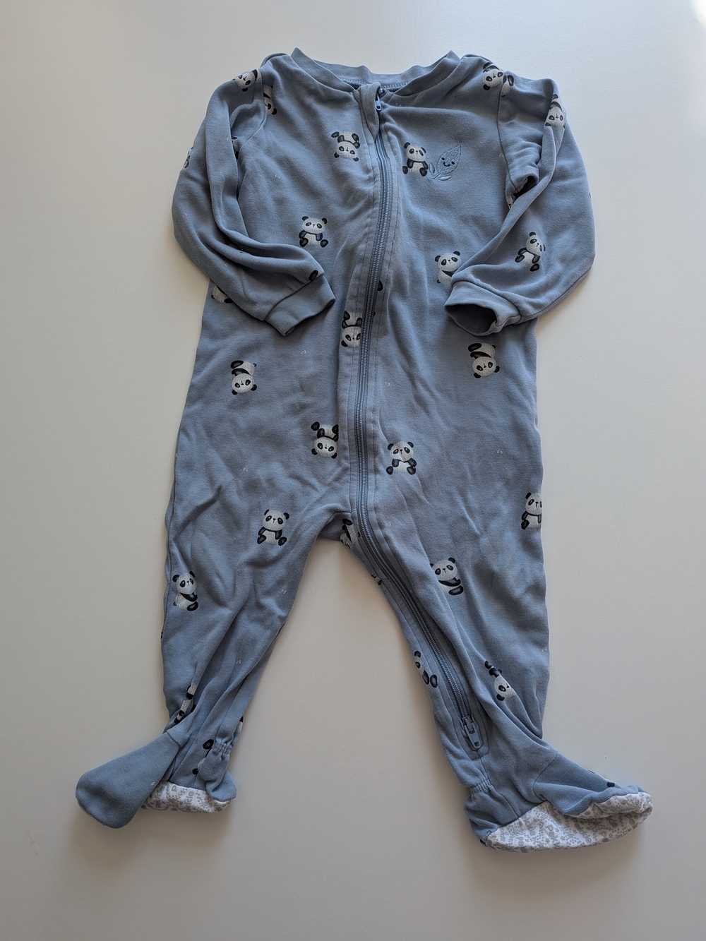 5 For 25$ PEKKLE Blue Panda Print Zip-Front Baby Footie